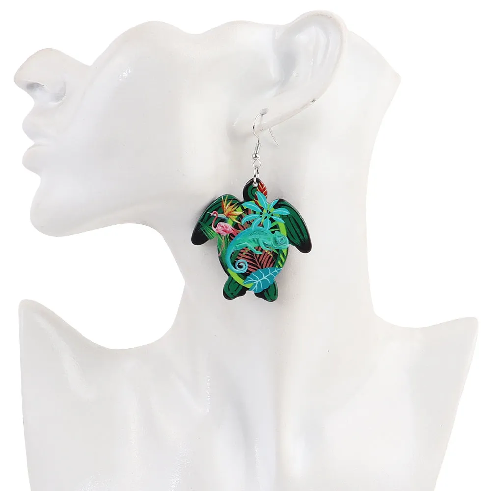 Wholesale Boho Turtle Turtle Acrylic Print Pattern Earrings