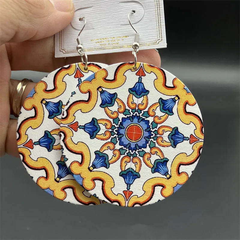Wholesale Bohomian Vintage Wood Big Earrings
