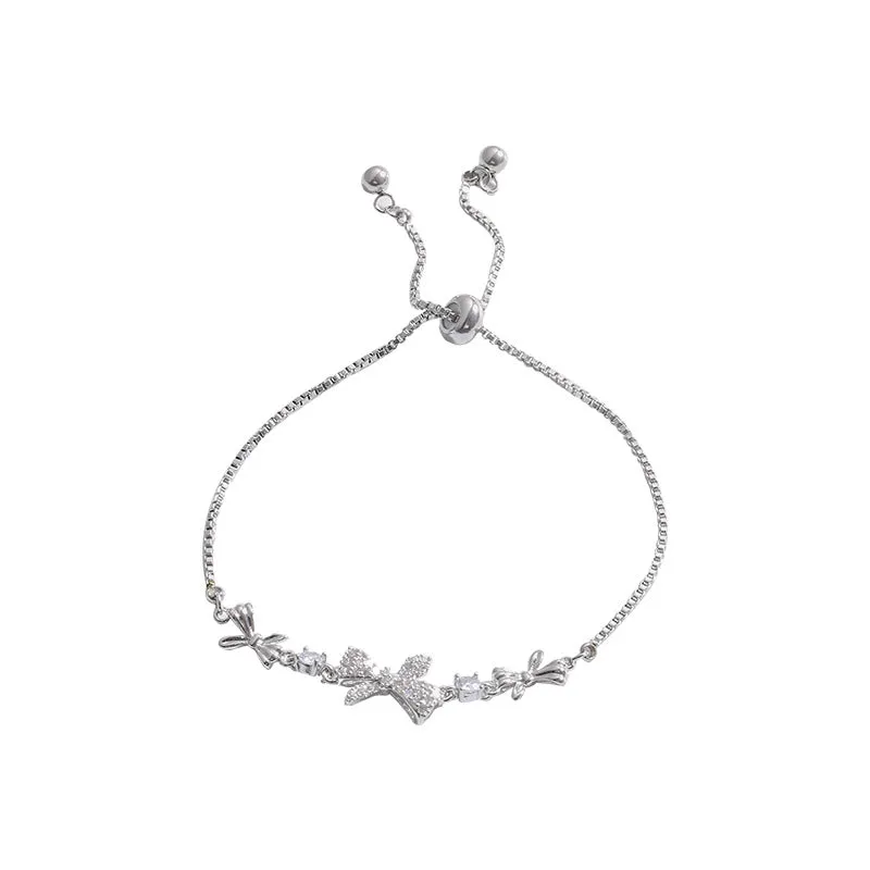 Wholesale Bow Knot Design Sense Clavicle Titanium Steel Necklaces Bracelet