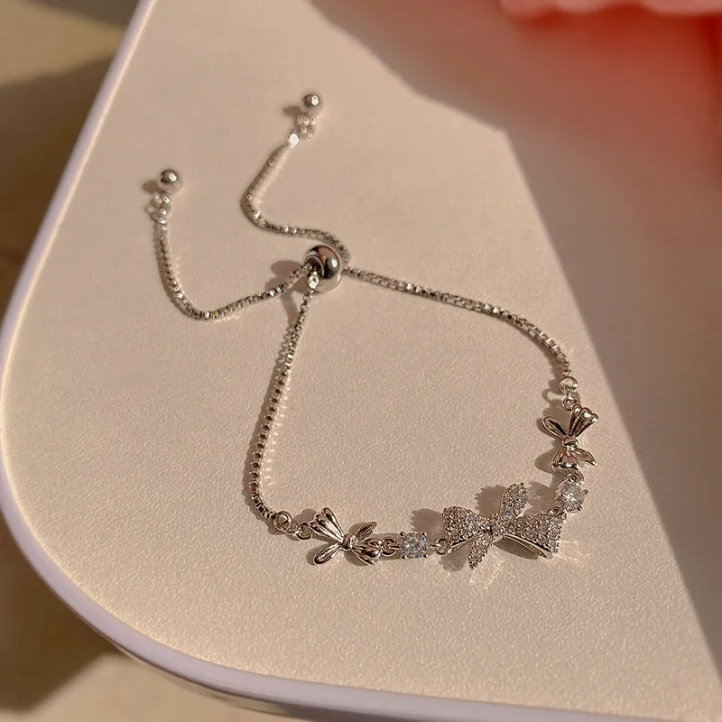 Wholesale Bow Knot Design Sense Clavicle Titanium Steel Necklaces Bracelet