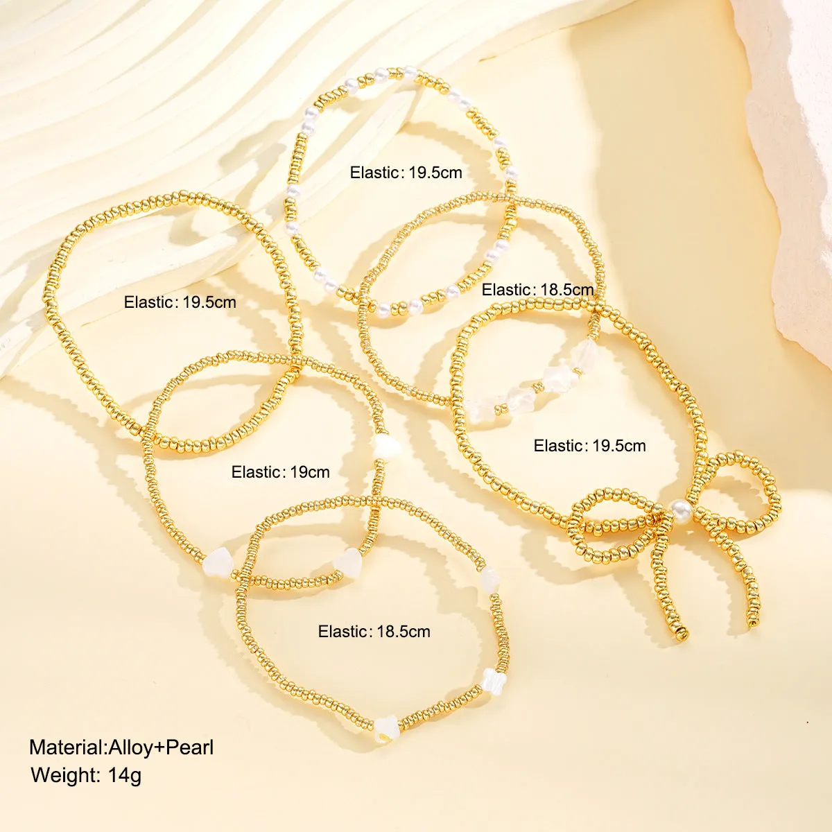 Wholesale Bow Pearl Bracelet 6-Piece Set
