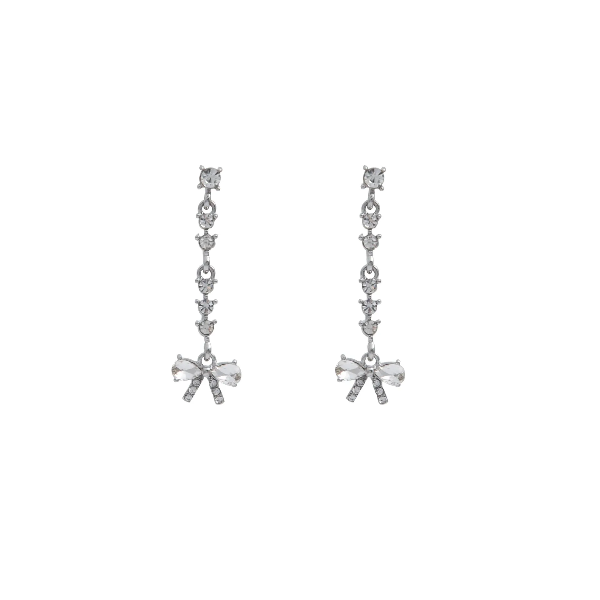 Wholesale Bow Studded Diamond Long Tassel Alloy Earrings