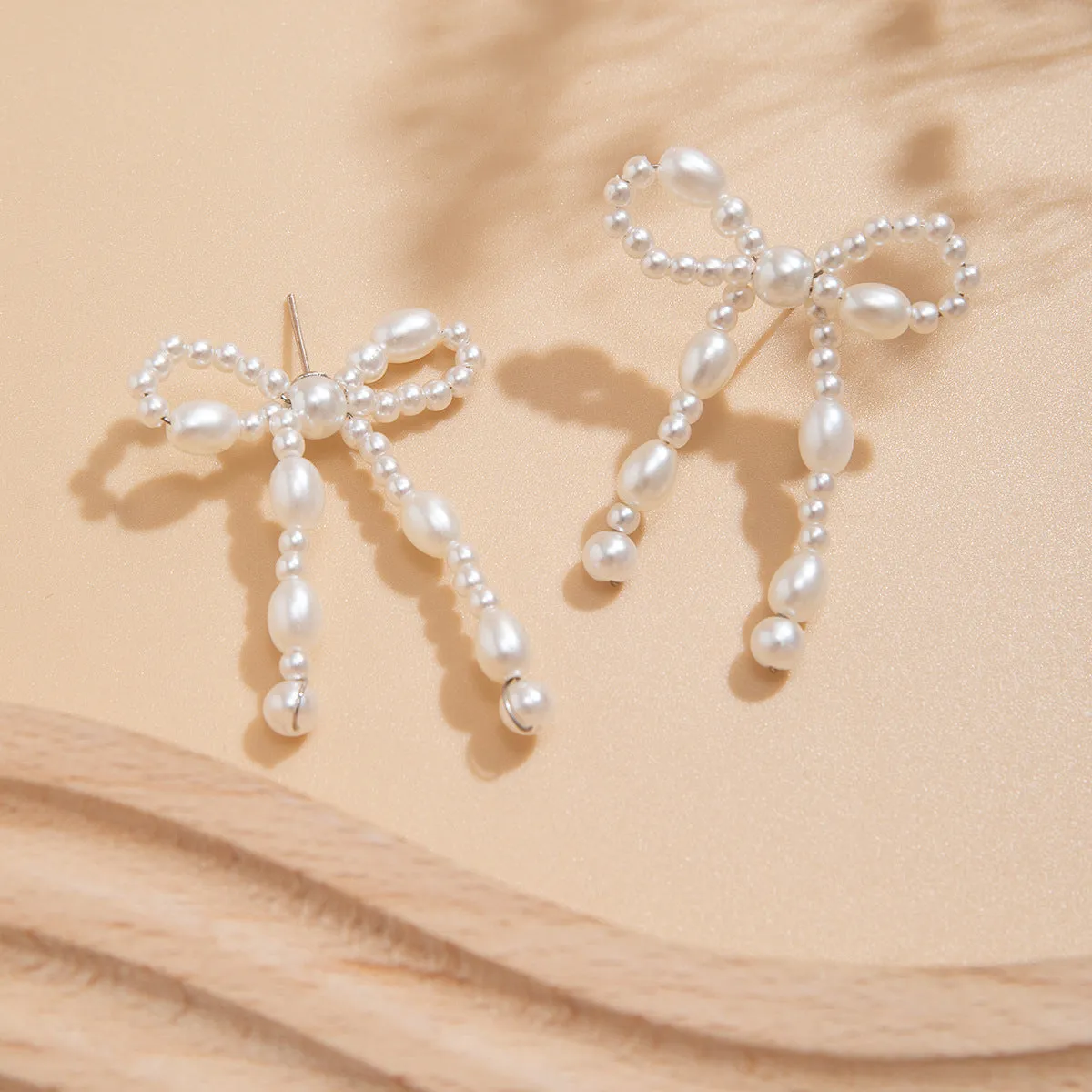 Wholesale Bowlon Earrings Imitation Pearl Bowearring Earrings