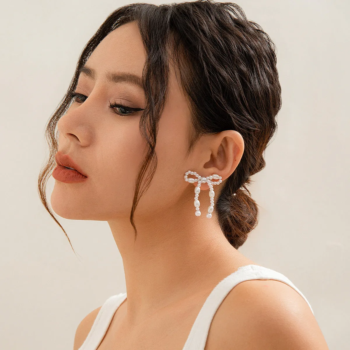 Wholesale Bowlon Earrings Imitation Pearl Bowearring Earrings