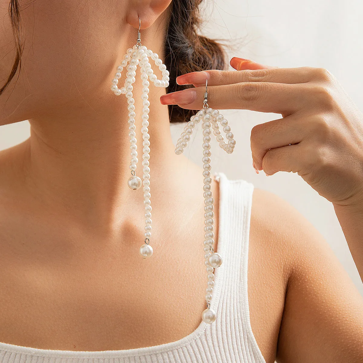Wholesale Bowlon Earrings Imitation Pearl Bowearring Earrings