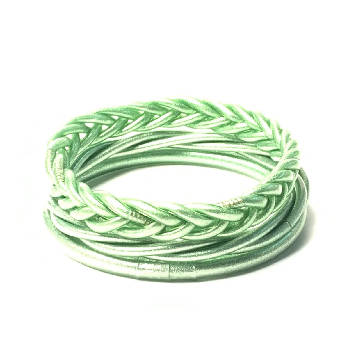 Wholesale Braided Bracelet PVC Silicone Tube Leopard Leather Bracelet Set