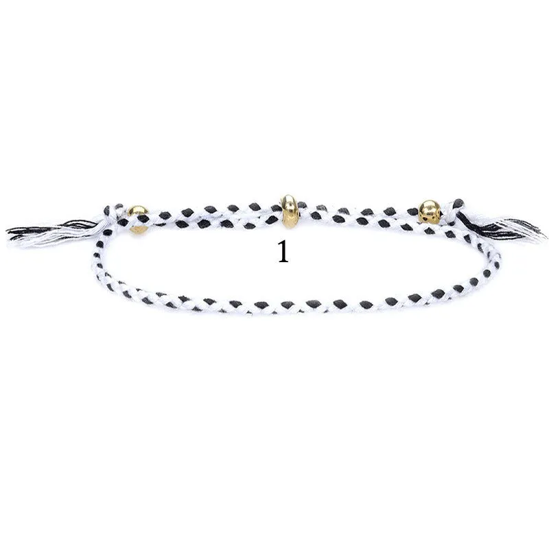 Wholesale Braided Cotton Rope Copper Bead Tassel Bracelet