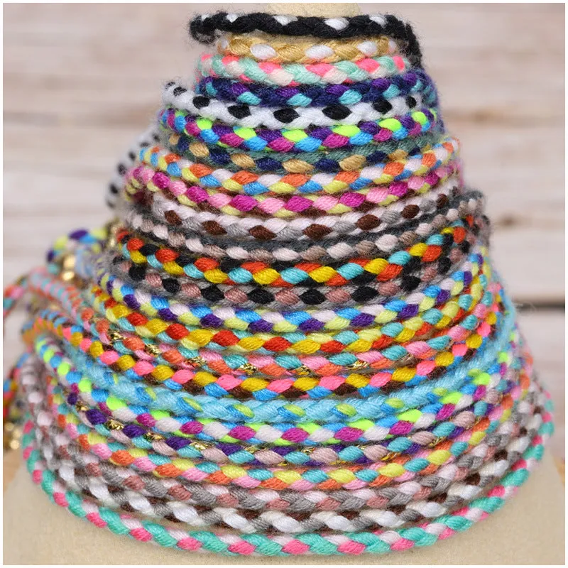 Wholesale Braided Cotton Rope Copper Bead Tassel Bracelet