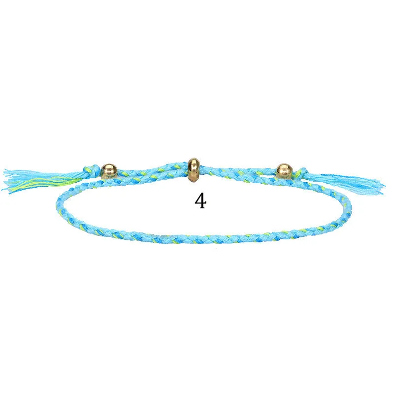 Wholesale Braided Cotton Rope Copper Bead Tassel Bracelet