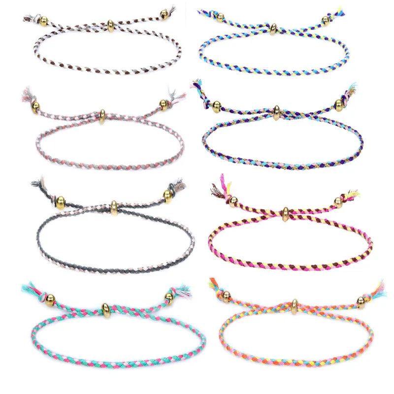 Wholesale Braided Cotton Rope Copper Bead Tassel Bracelet