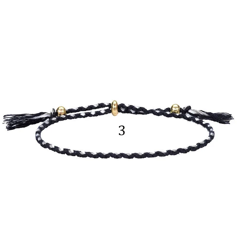 Wholesale Braided Cotton Rope Copper Bead Tassel Bracelet