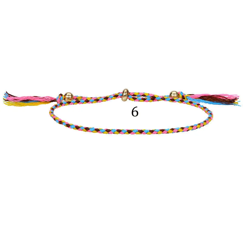 Wholesale Braided Cotton Rope Copper Bead Tassel Bracelet