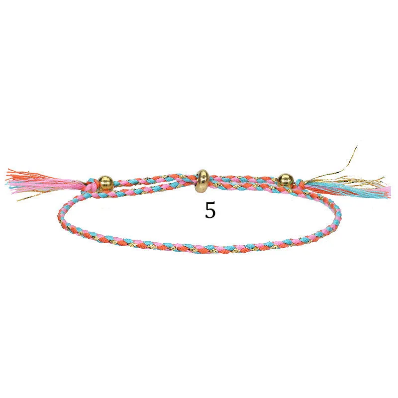 Wholesale Braided Cotton Rope Copper Bead Tassel Bracelet
