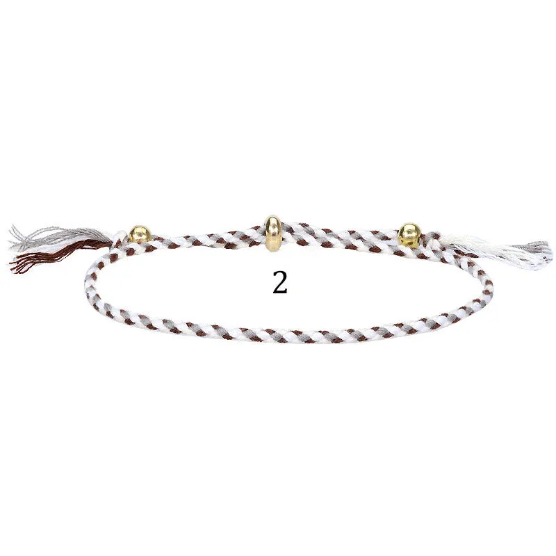 Wholesale Braided Cotton Rope Copper Bead Tassel Bracelet