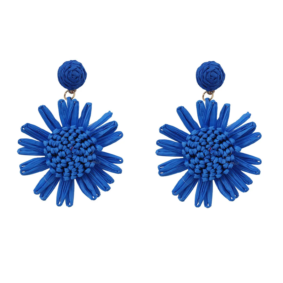Wholesale Braided Floral Bohemian Raffia Earrings
