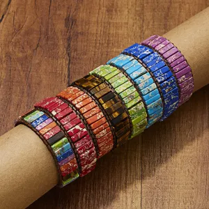 Wholesale Braided Slipknot Geometric Natural Stone Bracelet