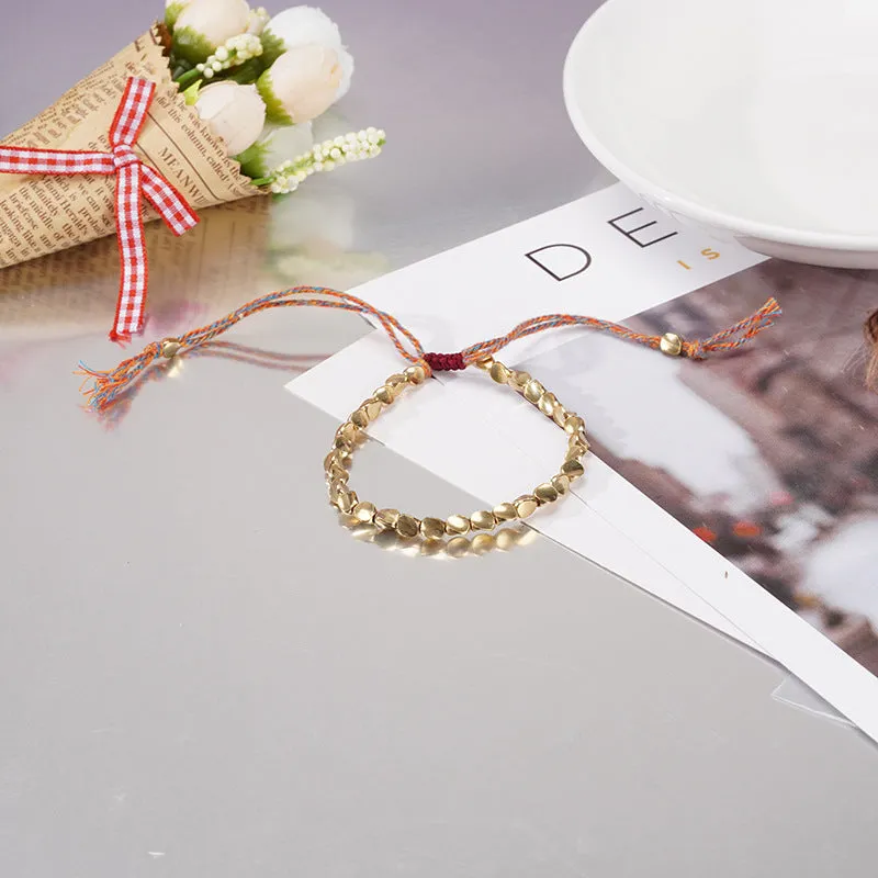 Wholesale Braided Special-shaped Copper Beads Pull Tassel Bracelet