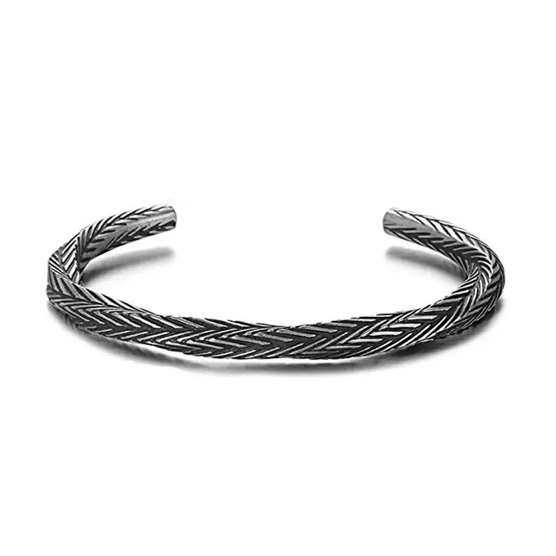 Wholesale Braided Twist Open Copper Silver Plated Geometric Bracelet