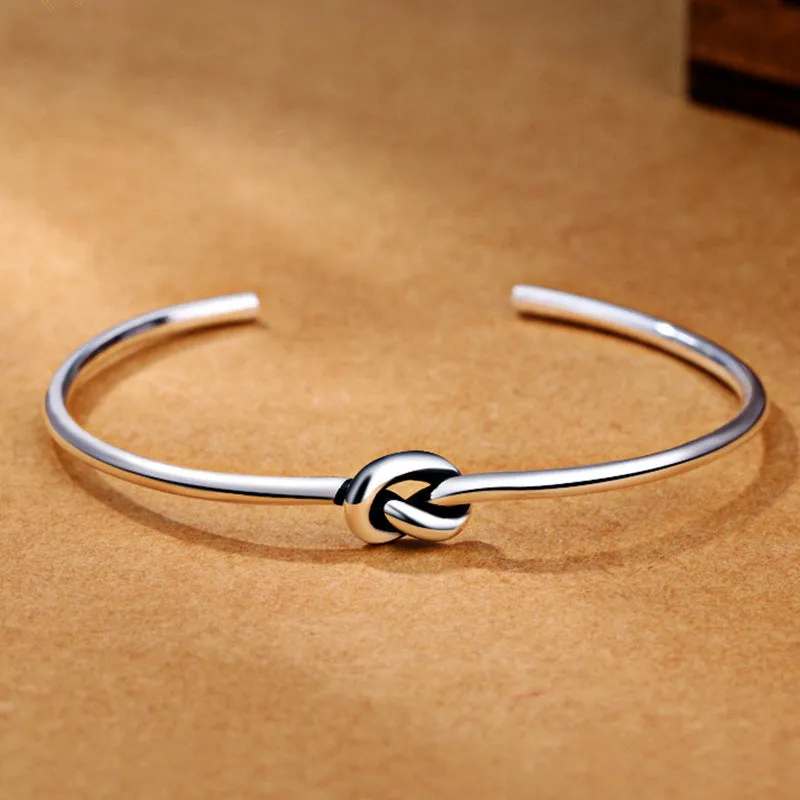 Wholesale Braided Twist Open Copper Silver Plated Geometric Bracelet