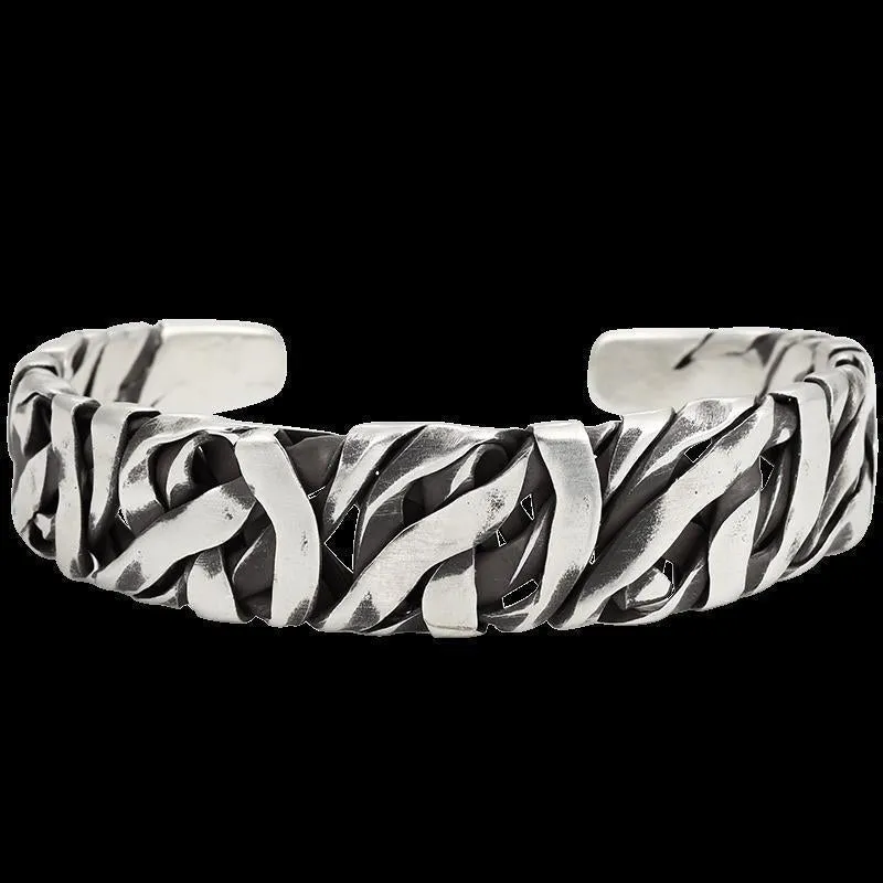 Wholesale Braided Twist Open Copper Silver Plated Geometric Bracelet