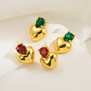 Wholesale Brass Valentine's Day Heart Shape Earrings