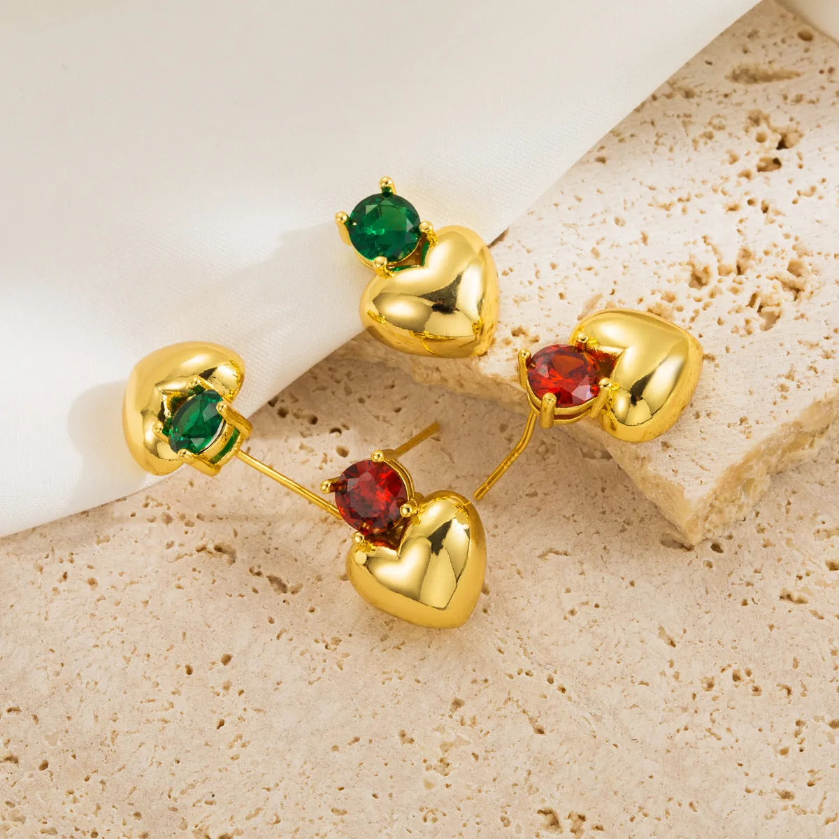 Wholesale Brass Valentine's Day Heart Shape Earrings