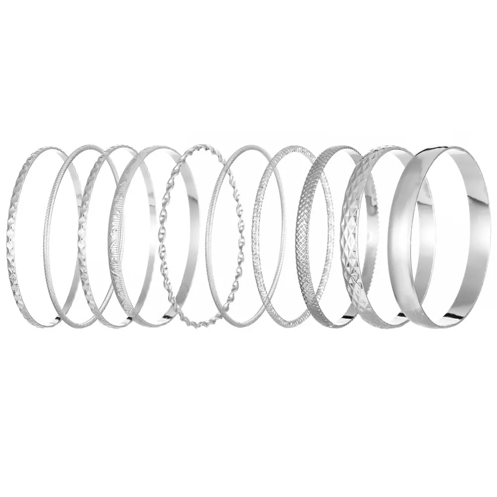 Wholesale Broad Gold Glossy 10-piece Alloy Bracelet Set