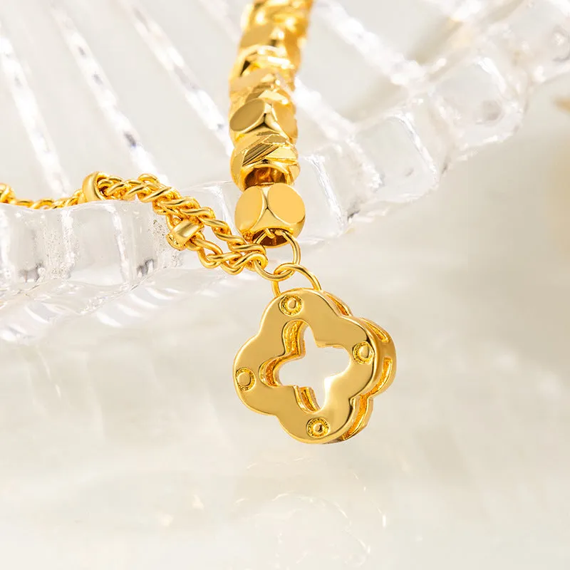 Wholesale Broken Gold Four-leaf Clover Bracelet Entry Luxury Niche High-end Sense Exquisite Bracelet Design Girlfriend Gift