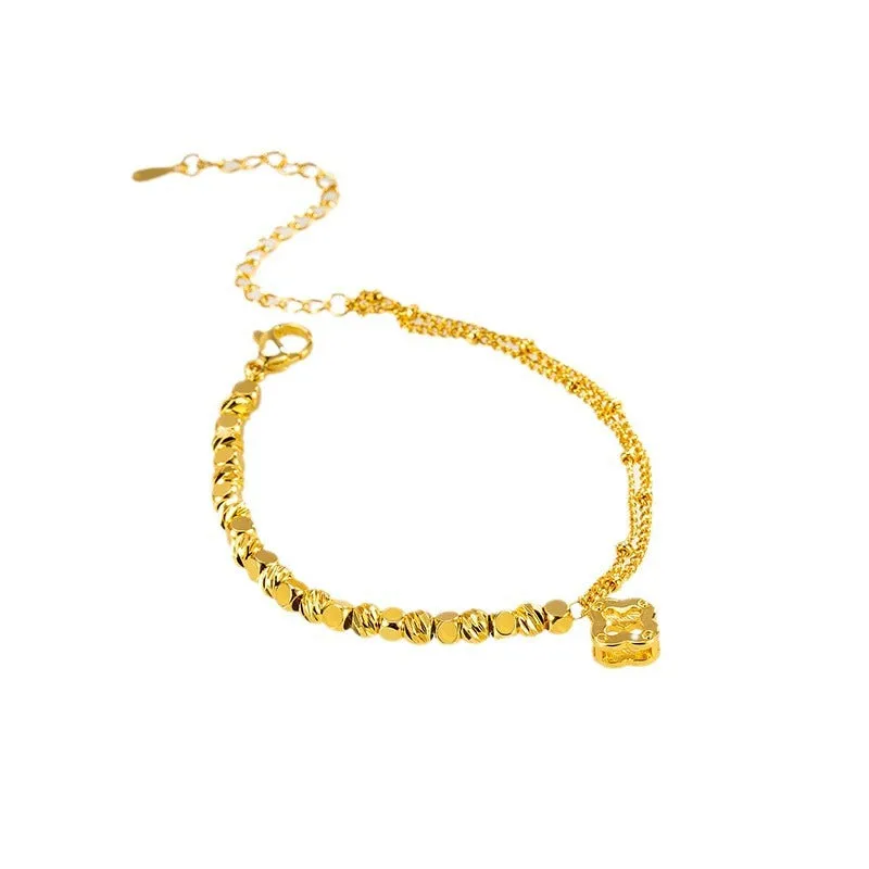 Wholesale Broken Gold Four-leaf Clover Bracelet Entry Luxury Niche High-end Sense Exquisite Bracelet Design Girlfriend Gift