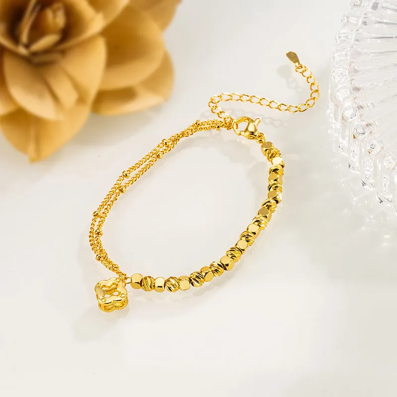 Wholesale Broken Gold Four-leaf Clover Bracelet Entry Luxury Niche High-end Sense Exquisite Bracelet Design Girlfriend Gift