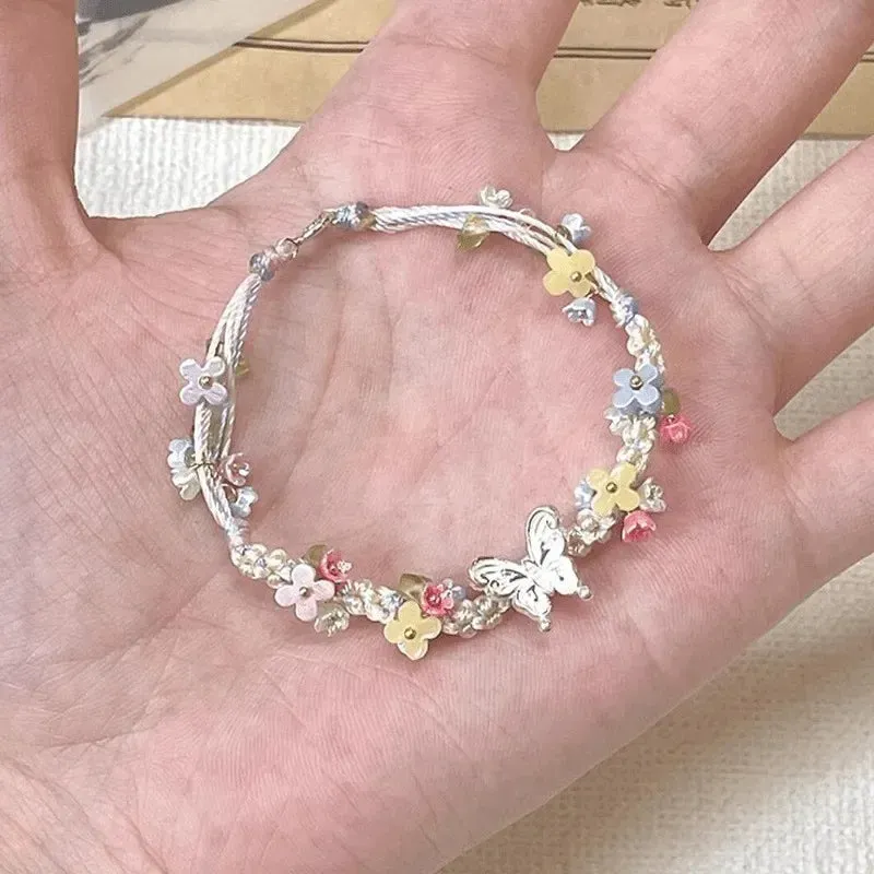 Wholesale Butterfly bracelet flower bracelet braided small fresh hand jewelry