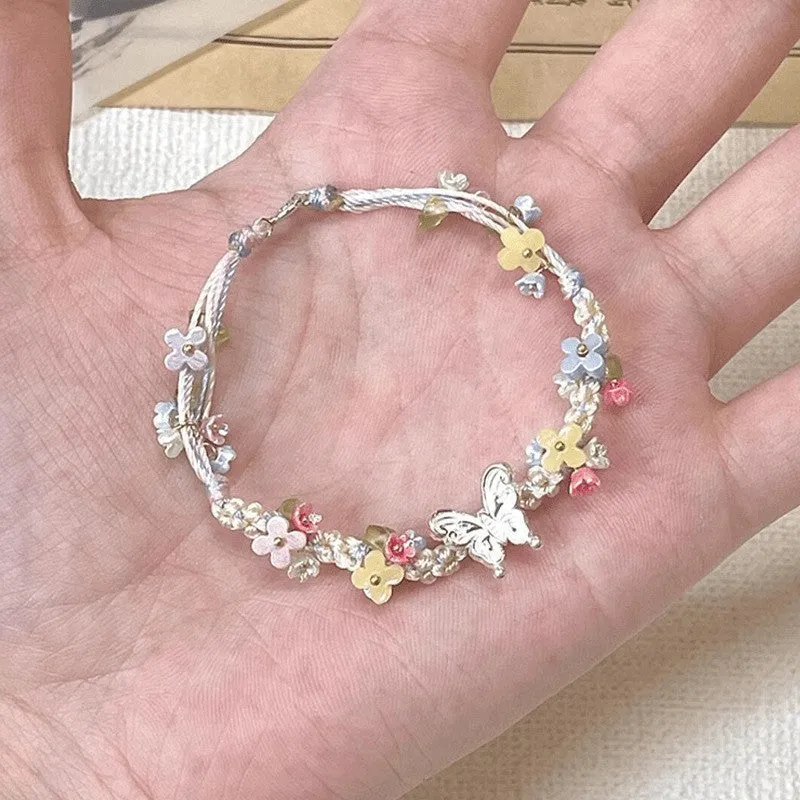Wholesale Butterfly bracelet flower bracelet braided small fresh hand jewelry