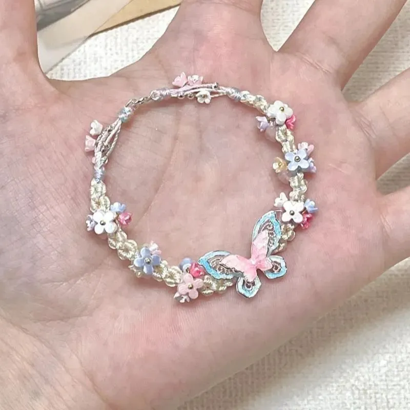 Wholesale Butterfly bracelet flower bracelet braided small fresh hand jewelry