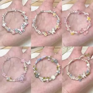 Wholesale Butterfly bracelet flower bracelet braided small fresh hand jewelry