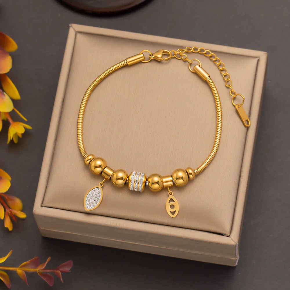 Wholesale Butterfly Eyes Flower Titanium Steel Bracelet