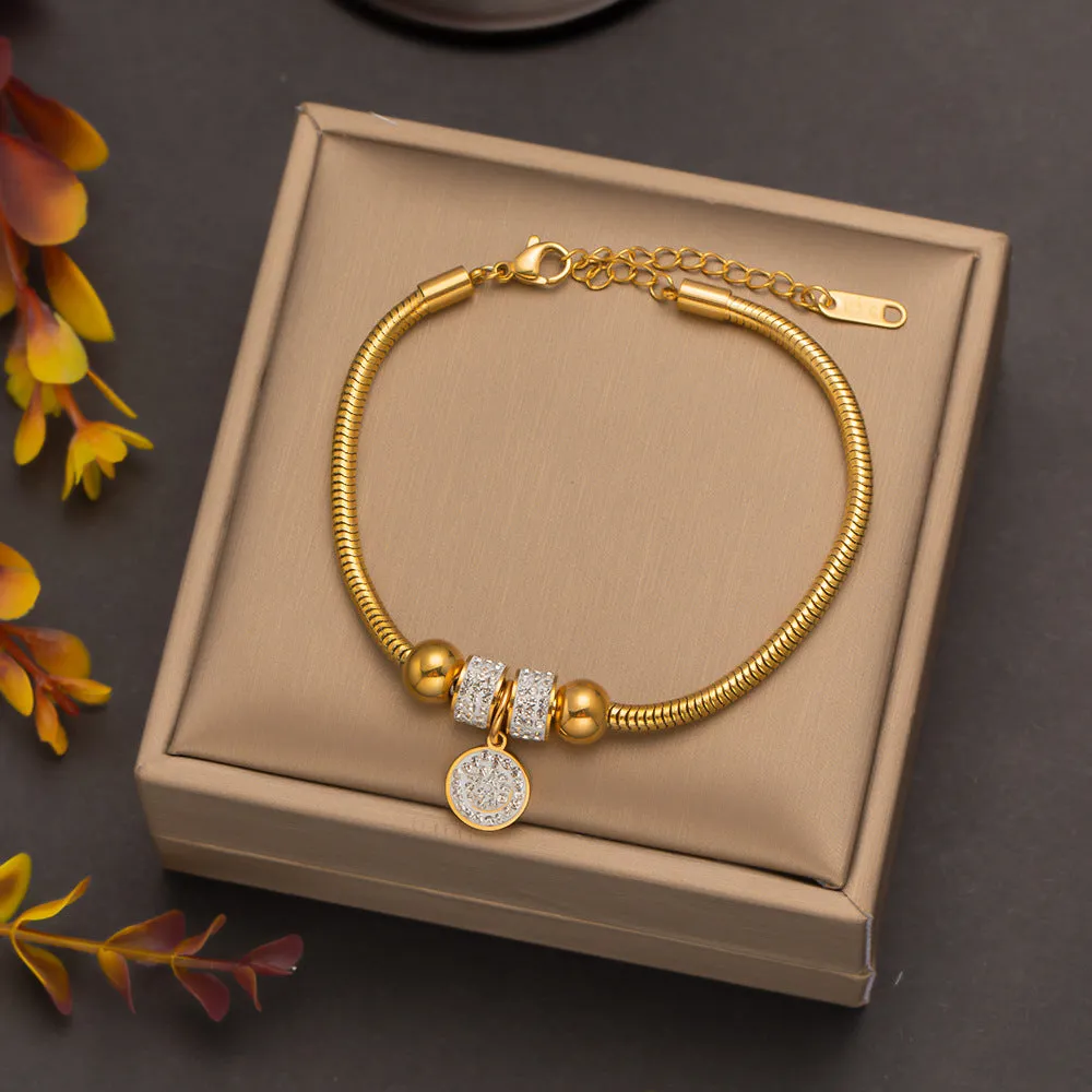 Wholesale Butterfly Eyes Flower Titanium Steel Bracelet