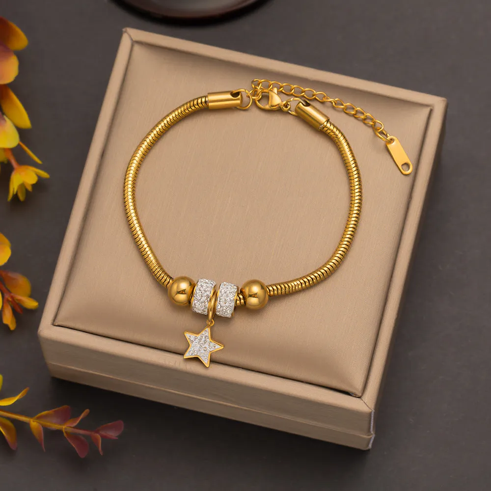 Wholesale Butterfly Eyes Flower Titanium Steel Bracelet