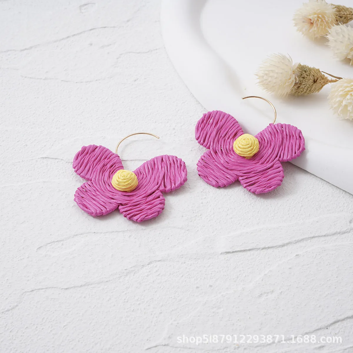 Wholesale Butterfly Handmade Versatile Raffia Earrings