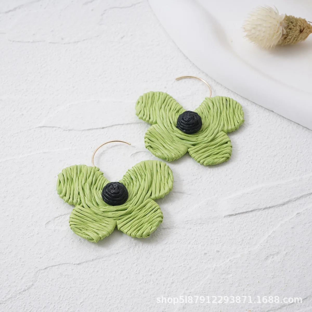 Wholesale Butterfly Handmade Versatile Raffia Earrings