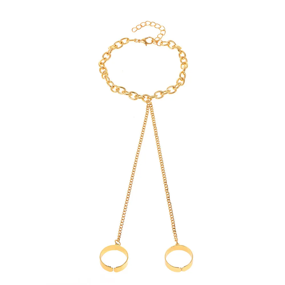 Wholesale Butterfly Heart Pearl Mitten Ring Alloy Bracelet