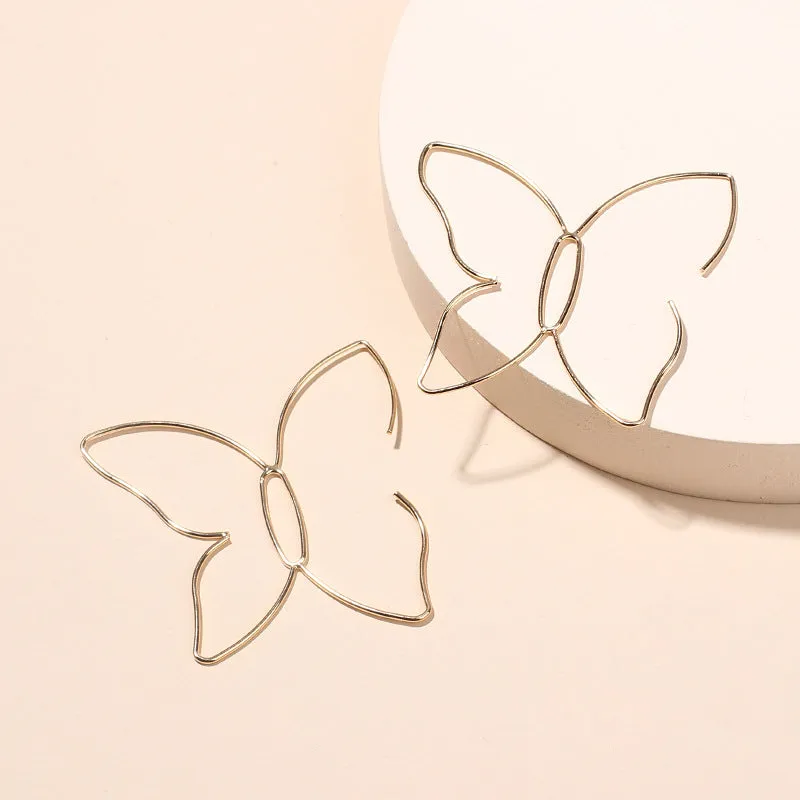 Wholesale Butterfly Line Hollow Metal Earrings