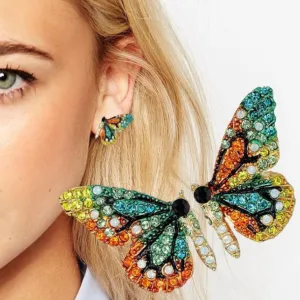 Wholesale Butterfly Wings Rhinestone 925 Silver Earrings