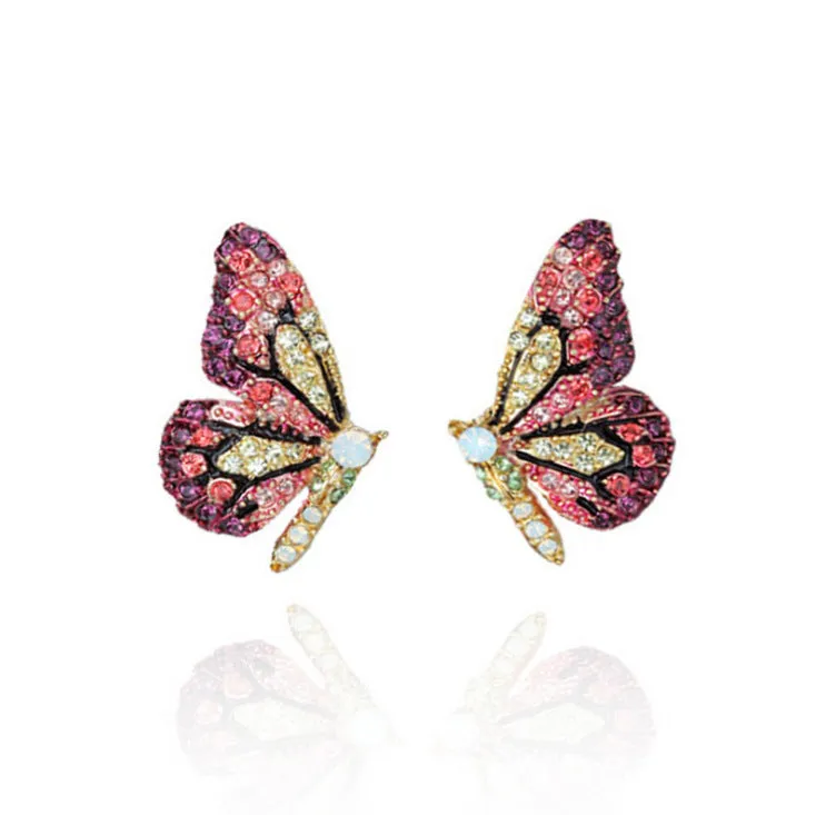 Wholesale Butterfly Wings Rhinestone 925 Silver Earrings