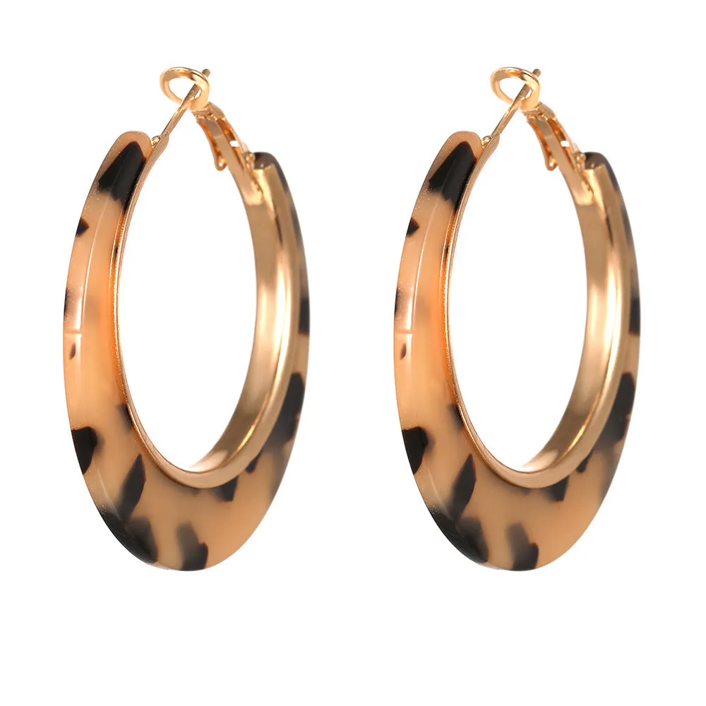 Wholesale C Shape Acrylic Jewelry Set Leopard Print 4 Pieces Bracelet