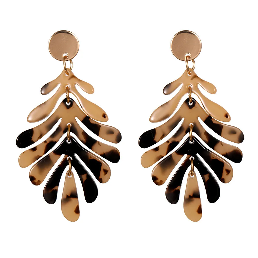 Wholesale C Shape Acrylic Jewelry Set Leopard Print 4 Pieces Bracelet