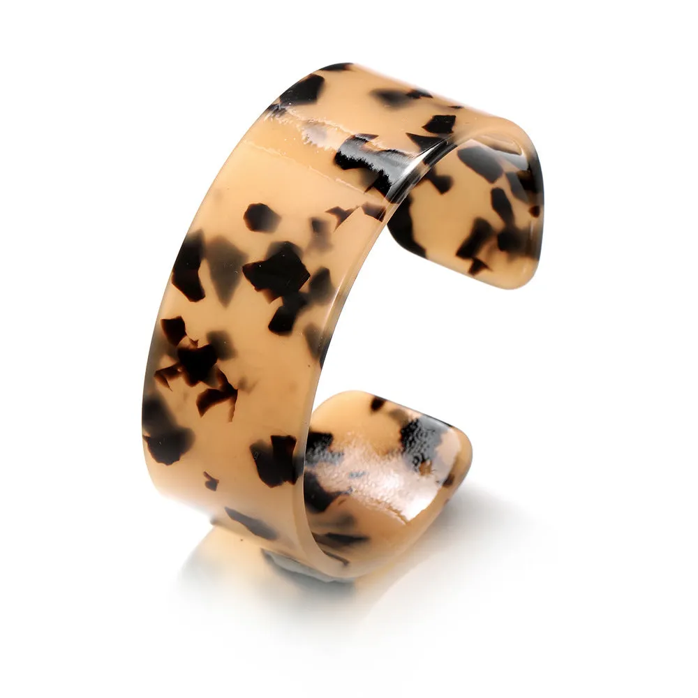 Wholesale C Shape Acrylic Jewelry Set Leopard Print 4 Pieces Bracelet