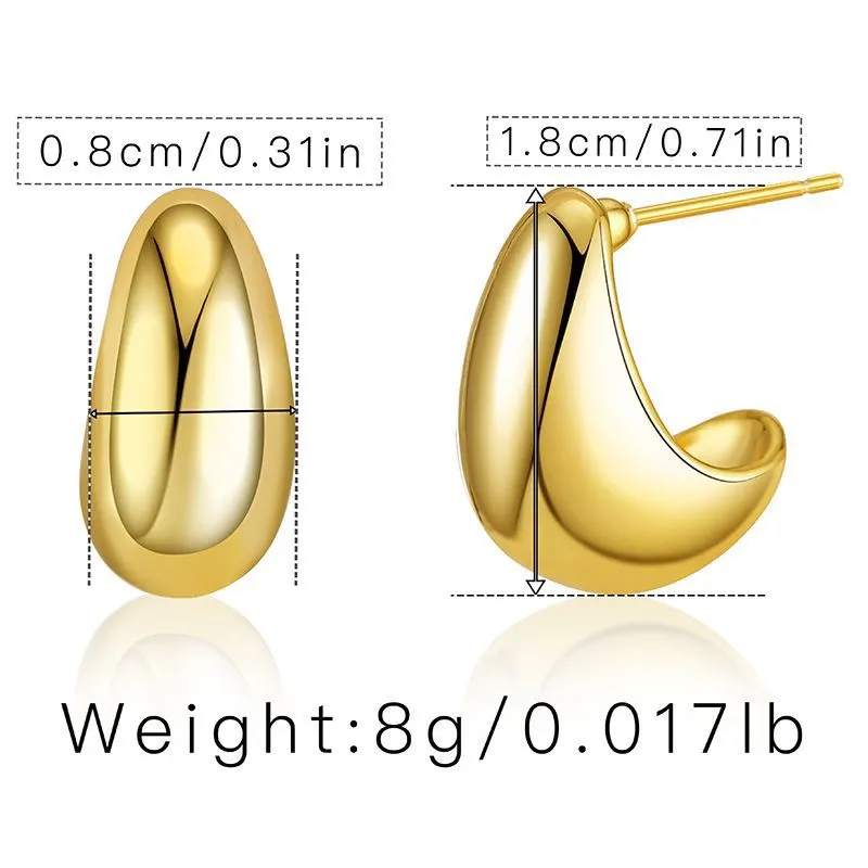 Wholesale C Shape Pea Gold Plated Earrings