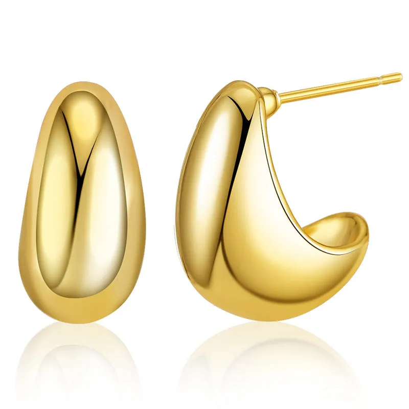 Wholesale C Shape Pea Gold Plated Earrings