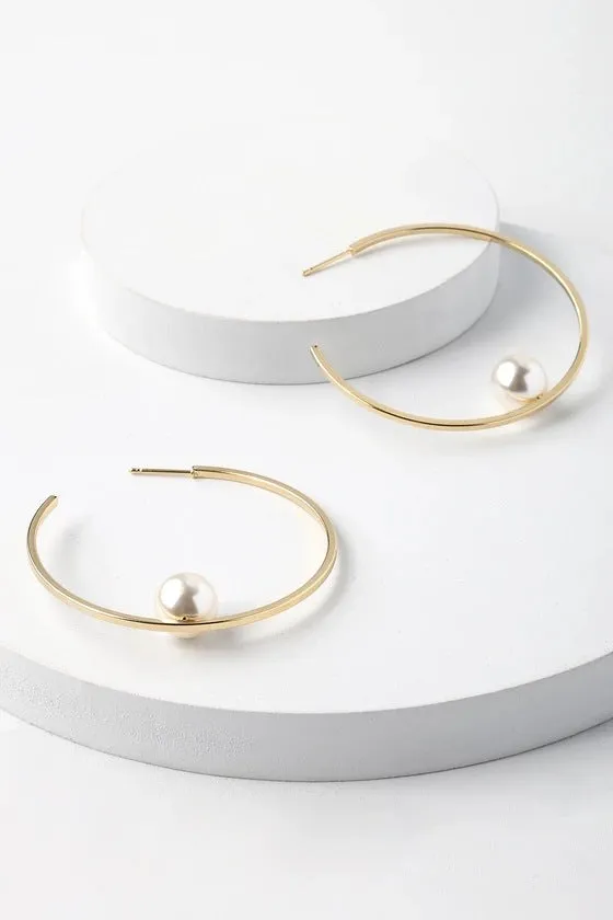 Wholesale C-type Open Pearl Alloy Earrings