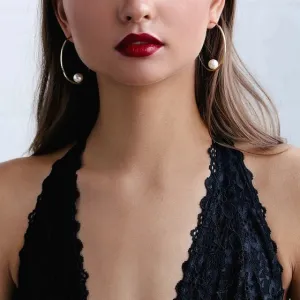 Wholesale C-type Open Pearl Alloy Earrings
